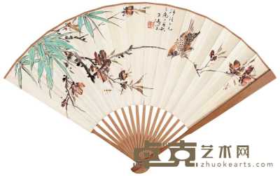 王雪涛 1947年作 花鸟 成扇 18.8×48cm